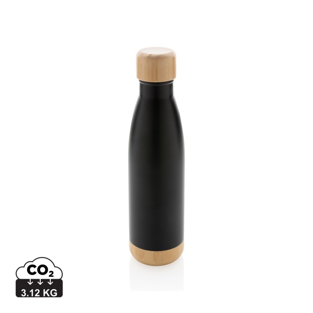 Logotrade promotional gift image of: Vacuum stainless steel bottle with bamboo lid and bottom