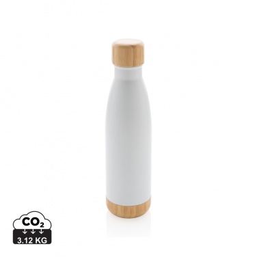 Logo trade promotional giveaways picture of: Vacuum stainless steel bottle with bamboo lid and bottom