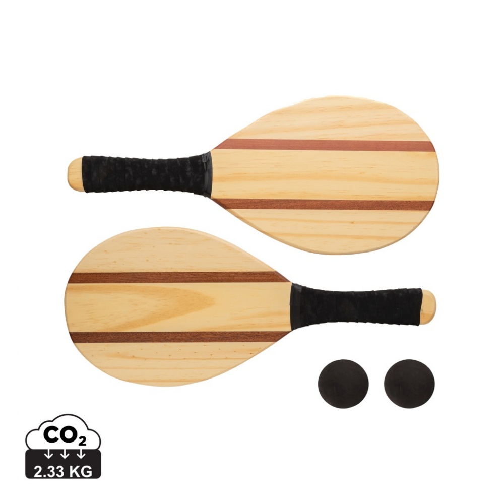 Logo trade business gift photo of: Wooden frescobol tennis set