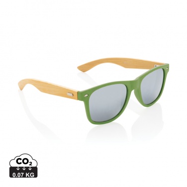 Logo trade corporate gift photo of: Bamboo and RCS recycled plastic sunglasses