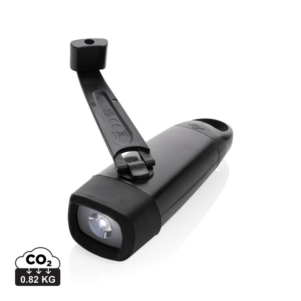 Logotrade promotional merchandise picture of: Lightwave RCS rplastic USB-rechargeable torch with crank