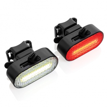 Logo trade promotional merchandise image of: Lumino RCS recycled plastic USB re-chargeable bike light set