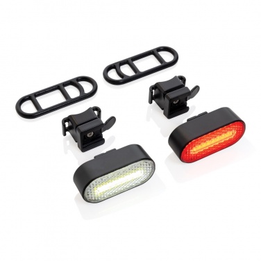 Logotrade corporate gift image of: Lumino RCS recycled plastic USB re-chargeable bike light set