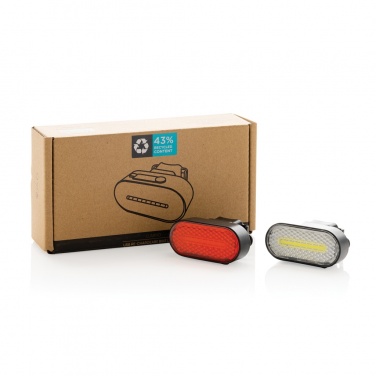 Logotrade promotional gift image of: Lumino RCS recycled plastic USB re-chargeable bike light set