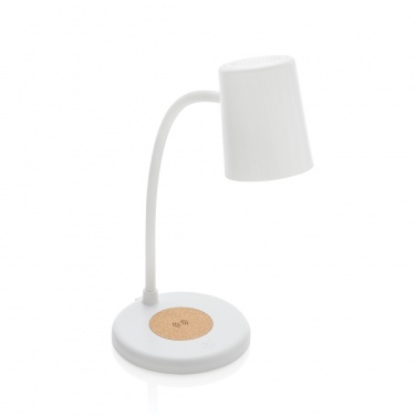 Logo trade business gifts image of: Zenara RCS recycled plastic and cork 15W wireless desk lamp