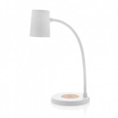 Logo trade promotional merchandise picture of: Zenara RCS recycled plastic and cork 15W wireless desk lamp