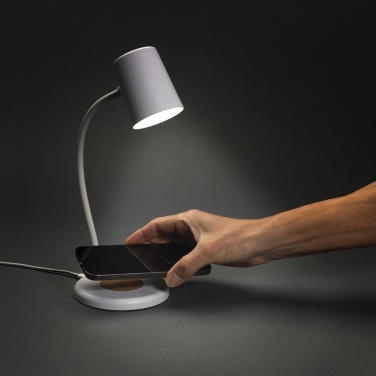 Logotrade promotional gift image of: Zenara RCS recycled plastic and cork 15W wireless desk lamp