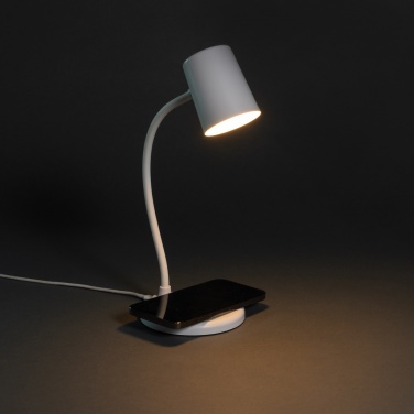 Logo trade advertising products picture of: Zenara RCS recycled plastic and cork 15W wireless desk lamp