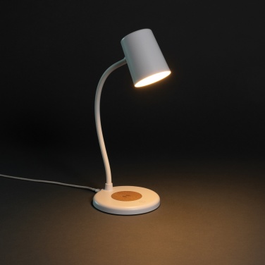 Logo trade corporate gift photo of: Zenara RCS recycled plastic and cork 15W wireless desk lamp