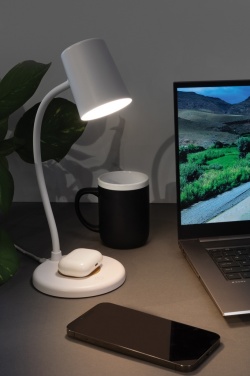 Logotrade promotional gift picture of: Zenara RCS recycled plastic and cork 15W wireless desk lamp