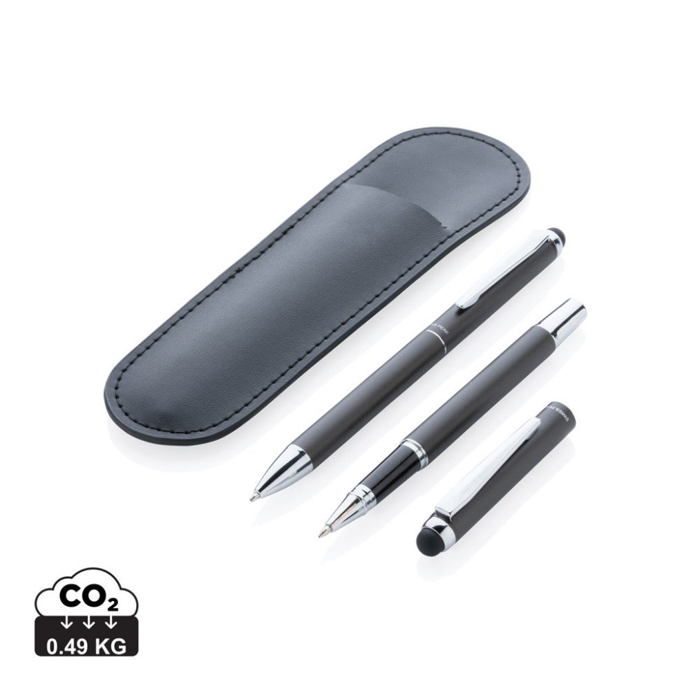 Logotrade promotional item picture of: Swiss Peak deluxe pen set in PU pouch