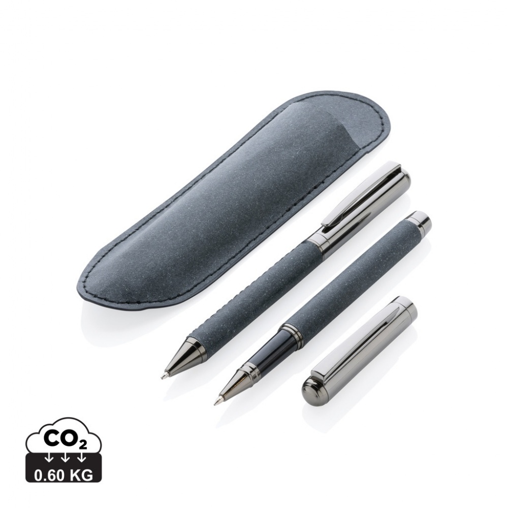 Logo trade promotional giveaways picture of: Recycled leather pen set