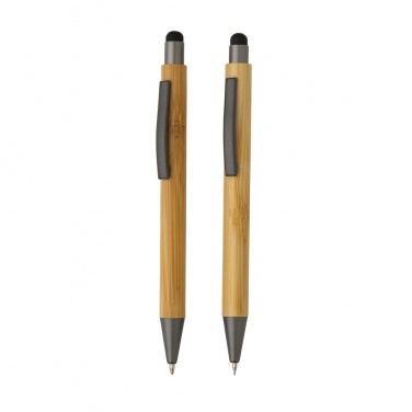 Logo trade promotional merchandise picture of: Bamboo modern pen set in box