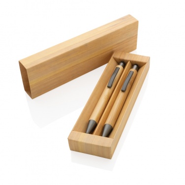 Logotrade promotional giveaway picture of: Bamboo modern pen set in box