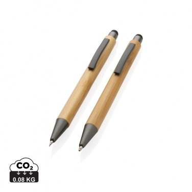 Logo trade promotional merchandise picture of: Bamboo modern pen set in box