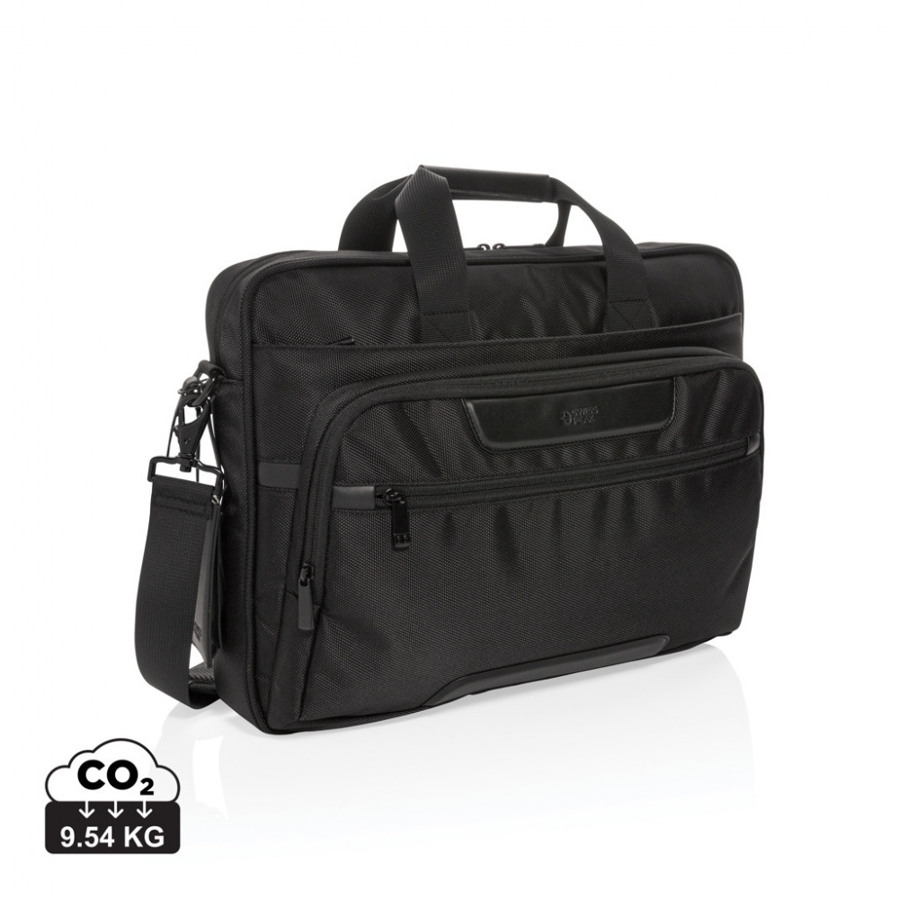 Logo trade advertising products image of: Swiss Peak RPET Voyager RFID 15.6" laptop bag