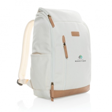 Logo trade advertising products picture of: Impact AWARE™ 16 oz. recycled canvas 15" laptop backpack