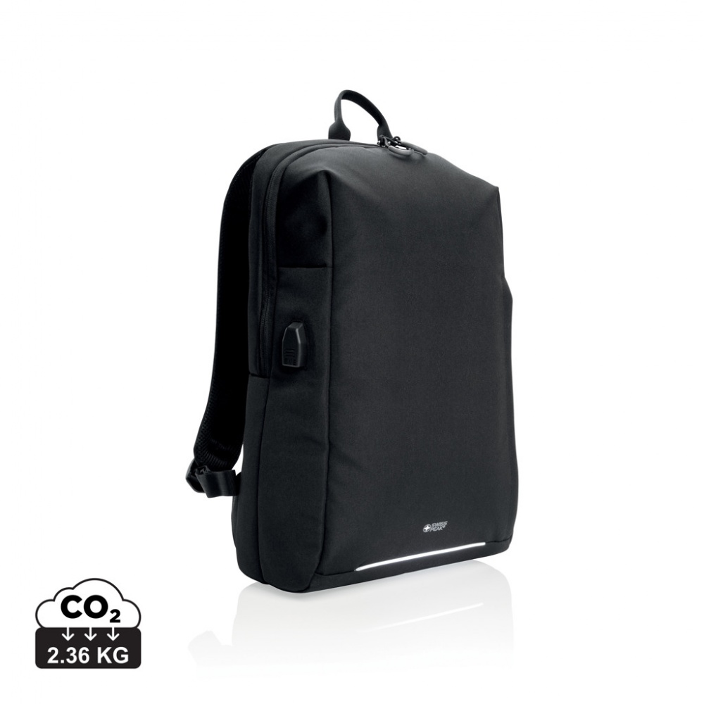 Logo trade promotional item photo of: Swiss Peak AWARE™ RFID and USB A laptop backpack