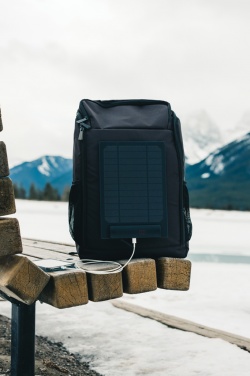 Logo trade advertising products image of: Pedro AWARE™ RPET deluxe backpack with 5W solar panel