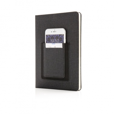 Logotrade promotional item image of: Deluxe A5 Notebook with phone pocket