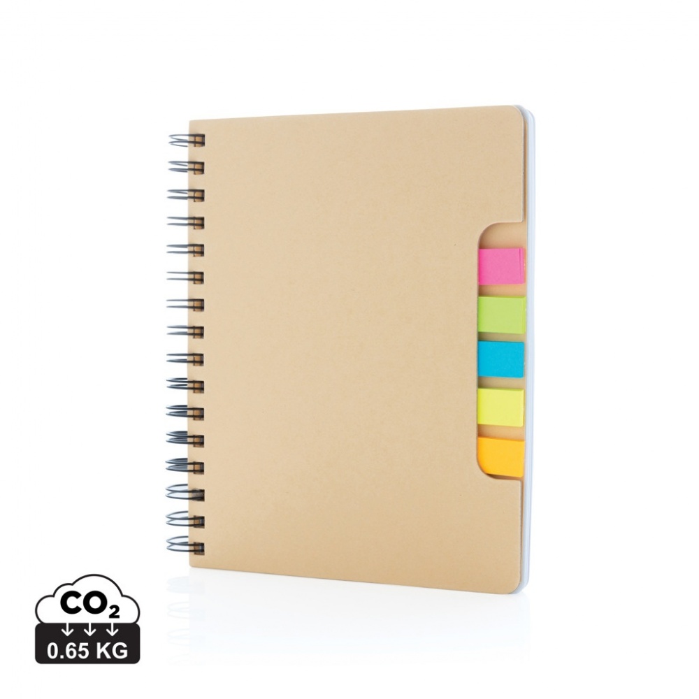 Logotrade promotional merchandise picture of: A5 Kraft spiral notebook with sticky notes