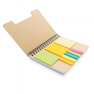 Logo trade promotional merchandise image of: A5 Kraft spiral notebook with sticky notes