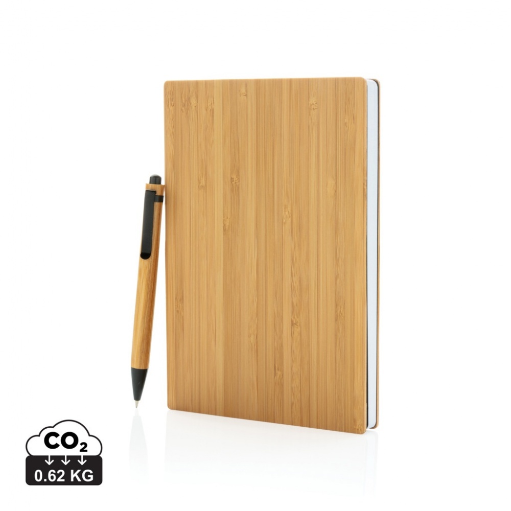 Logo trade promotional gifts picture of: A5 Bamboo notebook & pen set