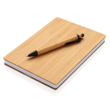 Logo trade business gifts image of: A5 Bamboo notebook & pen set