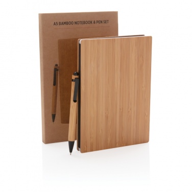 Logo trade advertising products picture of: A5 Bamboo notebook & pen set