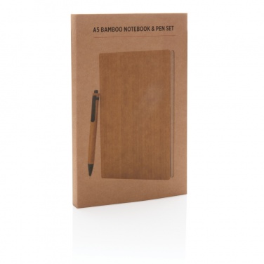 Logotrade promotional giveaways photo of: A5 Bamboo notebook & pen set