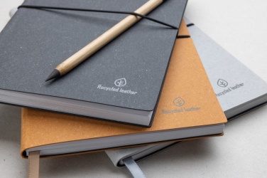 Logo trade promotional products image of: A5 recycled leather notebook