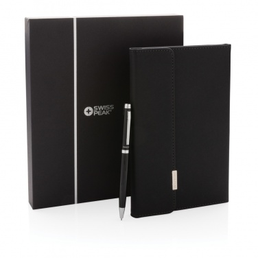 Logotrade promotional giveaway image of: Swiss Peak deluxe A5 notebook and pen set