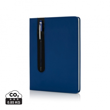 Logo trade business gifts image of: Standard hardcover PU A5 notebook with stylus pen