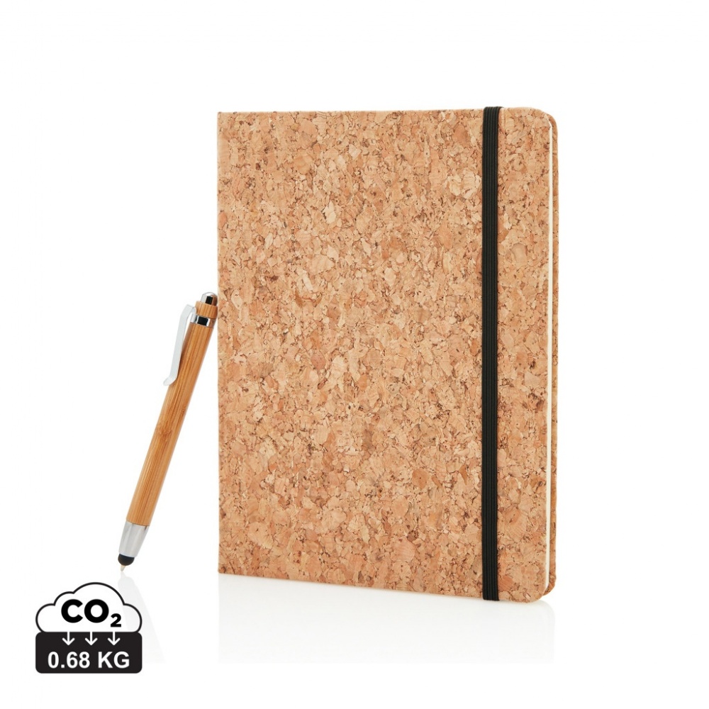 Logotrade business gift image of: A5 notebook with bamboo pen including stylus