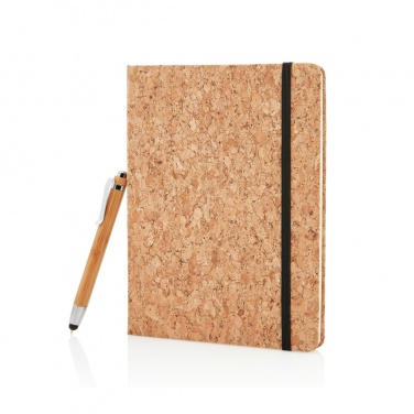 Logo trade promotional giveaways picture of: A5 notebook with bamboo pen including stylus