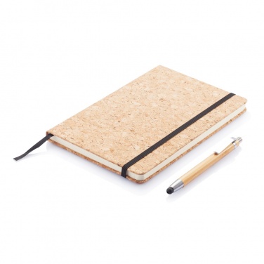 Logo trade promotional merchandise picture of: A5 notebook with bamboo pen including stylus