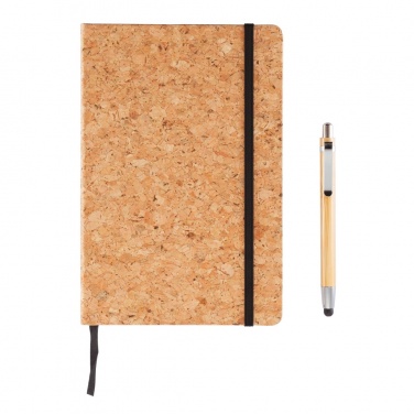 Logotrade promotional item picture of: A5 notebook with bamboo pen including stylus