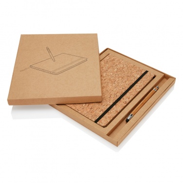 Logo trade promotional giveaway photo of: A5 notebook with bamboo pen including stylus