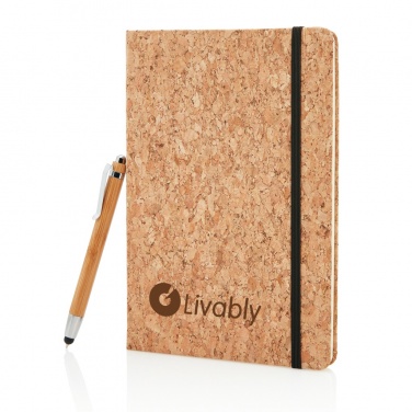 Logotrade advertising products photo of: A5 notebook with bamboo pen including stylus