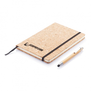 Logo trade corporate gift photo of: A5 notebook with bamboo pen including stylus