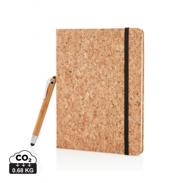 Logo trade advertising product photo of: A5 notebook with bamboo pen including stylus