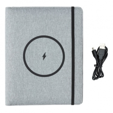 Logo trade promotional giveaways image of: Air 5W wireless charging notebook with 5000mAh powerbank