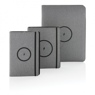 Logo trade promotional gifts image of: Air 5W wireless charging notebook with 5000mAh powerbank