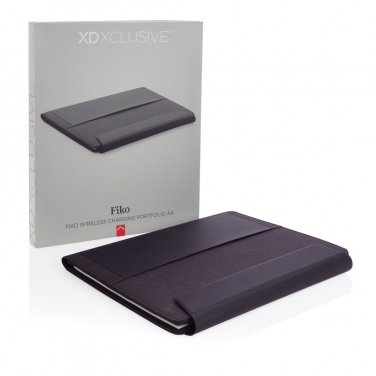 Logo trade business gift photo of: Fiko 5W wireless charging portfolio A4 with powerbank