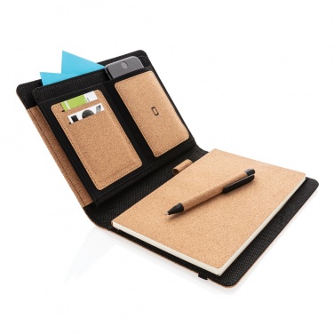 Logo trade promotional items image of: Deluxe cork portfolio A5 with pen