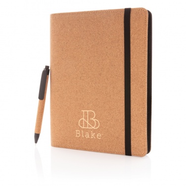 Logo trade promotional product photo of: Deluxe cork portfolio A5 with pen