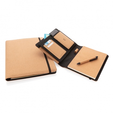 Logo trade promotional giveaways picture of: Deluxe cork portfolio A5 with pen