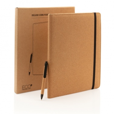 Logo trade corporate gift photo of: Deluxe cork portfolio A4 with pen