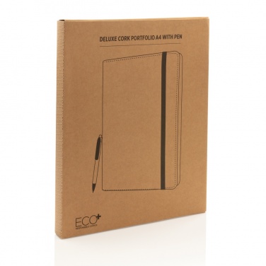 Logo trade promotional gifts picture of: Deluxe cork portfolio A4 with pen