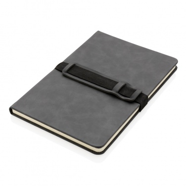 Logo trade promotional items image of: Deluxe hardcover PU notebook A5 with phone and pen holder